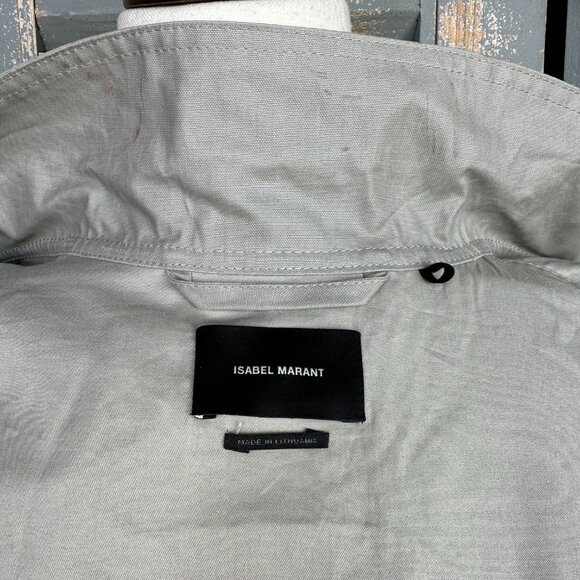 Isabel Marant Tatiana Belted Canvas Trench Coat With Vest Mushroom US 2-4 - Picture 10 of 17